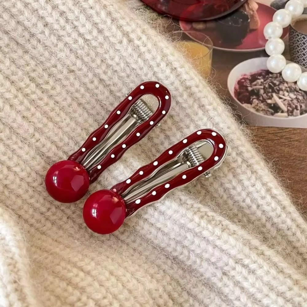 Seamless Hair Barrettes Polka Dot Hairpin Sweet Bangs Clip for Women Girls