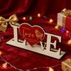 Valentine's Day Love Table Sign with Base Farmhouse Rustic Wooden Love Letter Ornament Anniversary Wedding Party Tabletop