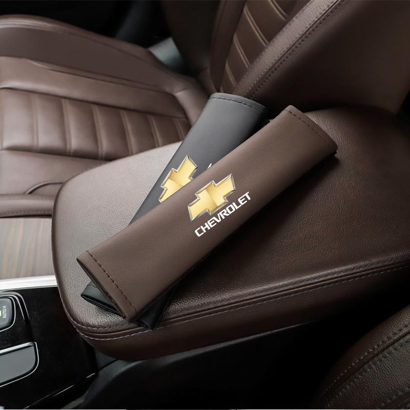 2Pcs Leather Car Seat Belt Shoulder Pad Safety Strap Cover For Chevrolet Spark Captiva Cruze Malibu Equinox Trax Camaro Blazer