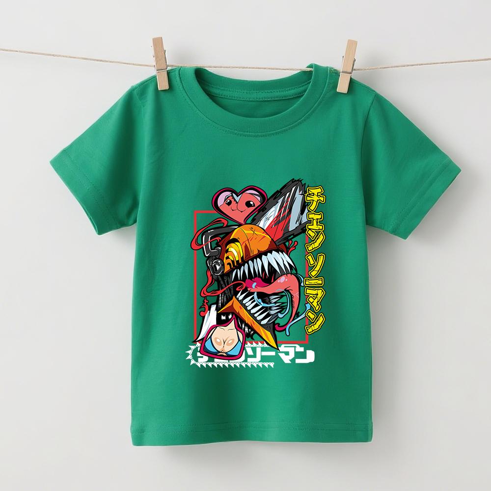 Chainsaw Man Denji Anime Print Kids Cotton T Shirt Boys Girls Casual Short Sleeve Top Comfortable Soft Streetwear