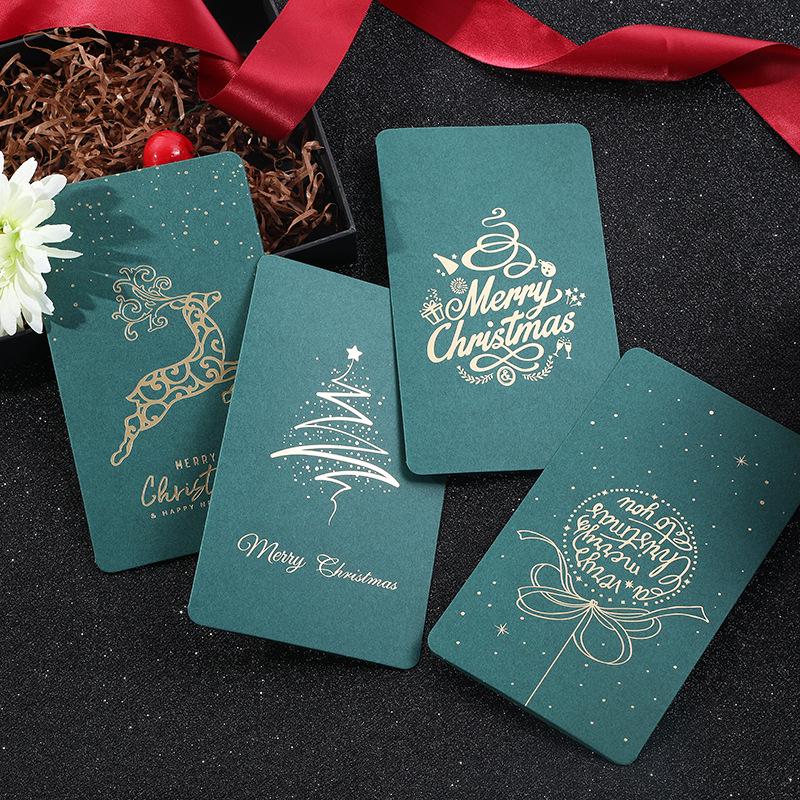 Creative Green Retro Hot Stamped Christmas Greeting Card with Envelope