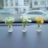 Mini Flower Vase Car Dashboard Decor Cute Center Console Accessory with Adhesive Realistic Micro-Landscape