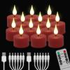 6/12PCS LED Candle Electronic Use Charging Flameless Flicker Tealight Timed Remote Orange Black Candle Wholesale Decorative