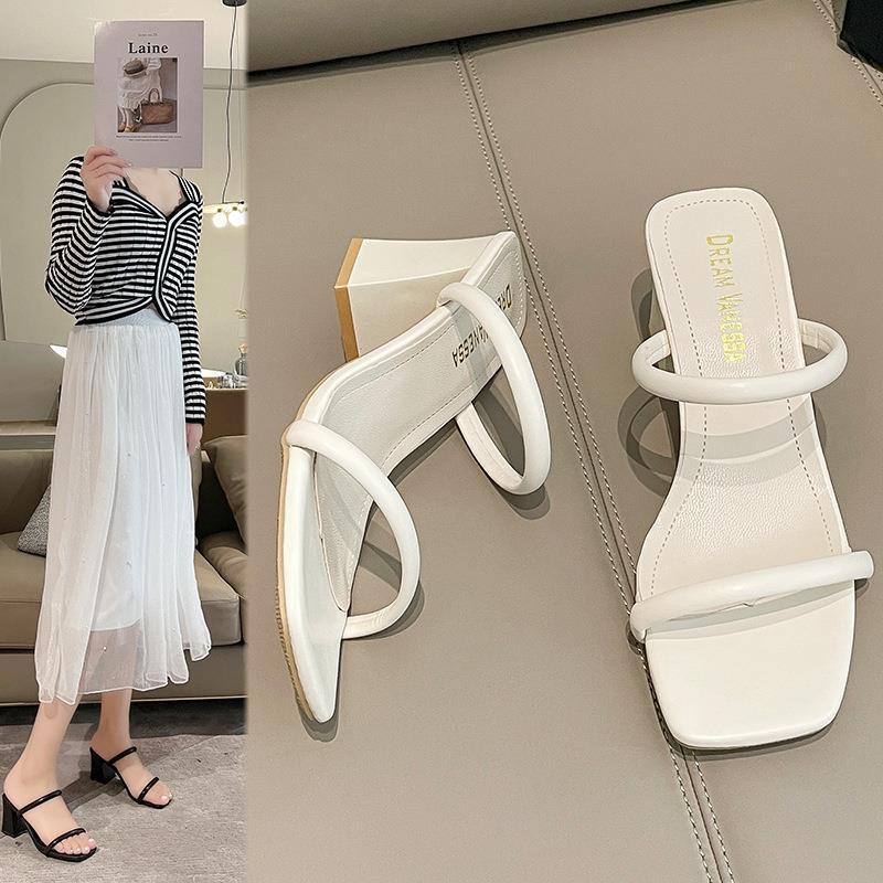 Французские туфли на маленьком каблуке, классные женские туфли, весна-лето 2025, новые босоножки на высоком каблуке с квадратной головкой