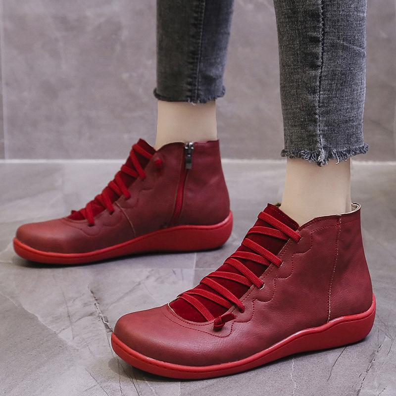 European and American Short Tube Short Tube Cotton Boots 2024 New Flat Bottom Lace Up Women's Boots Simple Snow Bare Boots Traf