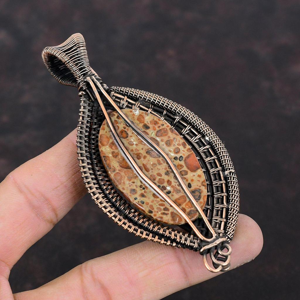 Asteroid Jasper Pendant Copper Wire Wrapped Pendant Dainty Jewelry Handmade Gemstone Pendant Designer Pendant Engagement Gift Copper Jewelry