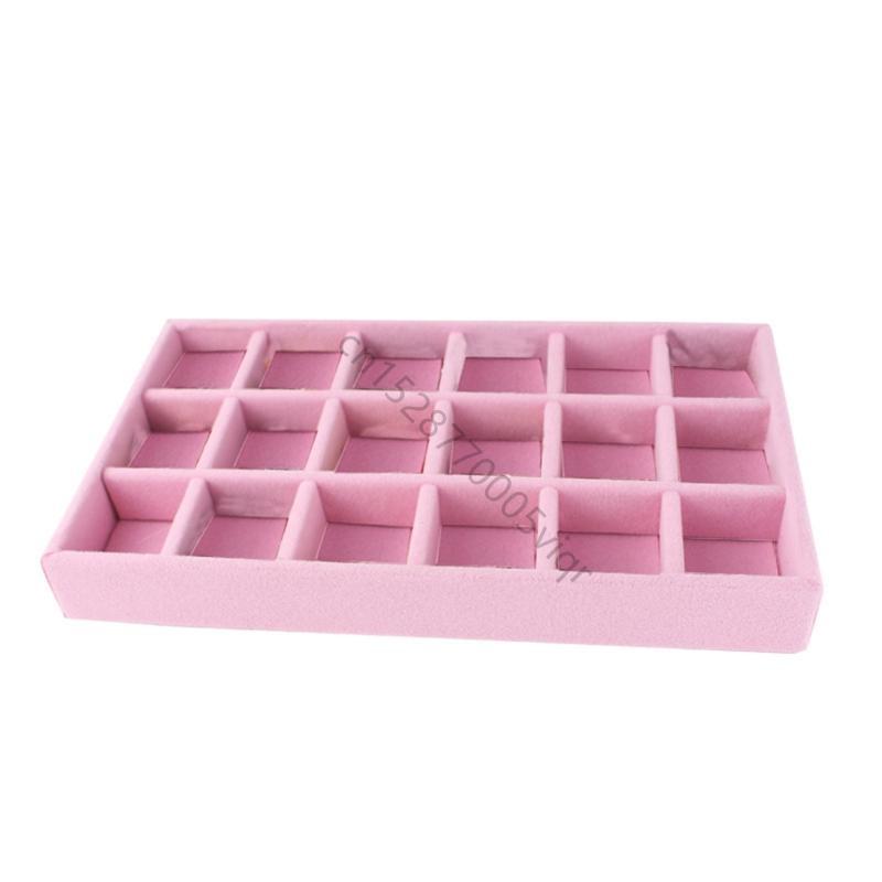 Girl Heart Pink Flannel Jewelry Storage Tray Ring Box Earrings Jewelry Display Multi-lattice Storage Tray AXYD