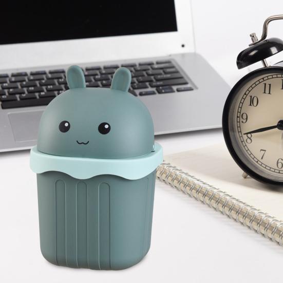 Desktop Trash Can with Lid Large Capacity Cartoon Shape Rectangle Creative Mini Garbage Can Waste Basket