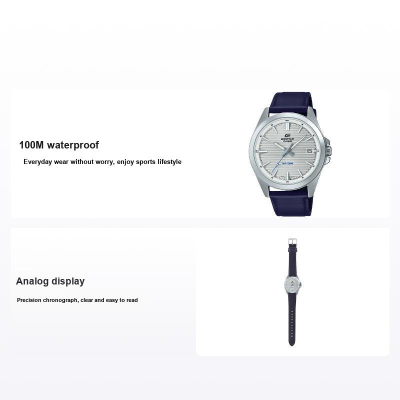 Casio Edifice Series Waterproof Shockproof Sports Quartz Watch Men watches Silver EFV-140L-7AV
