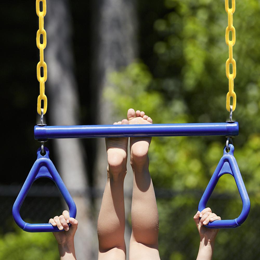 Трапеция с перекладиной и кольцами Сверхпрочный игровой комплекс с качелями с 47 пластиковыми цепями и карабинами