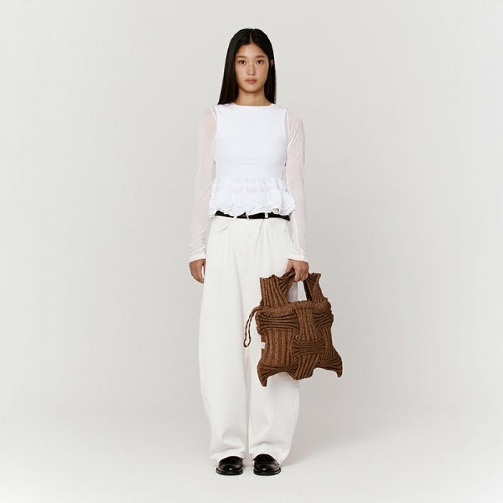 Pleatsmama Big Bow Bag Glitter Camel