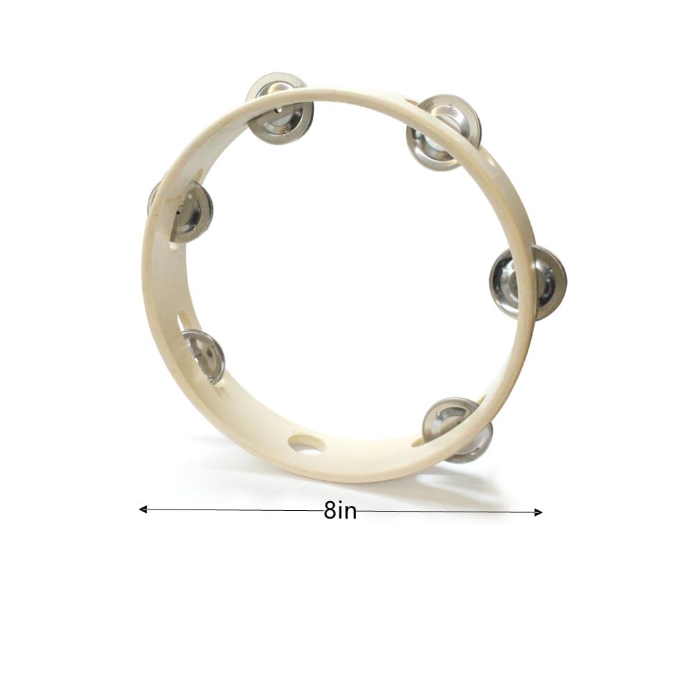 GYWHOOFT Портативный бубен 8 Ручной деревянный безголовый бубен с металлическим колокольчиком Однорядный джингл Деревянный музыкальный перкуссионный инструмент Дюйм,