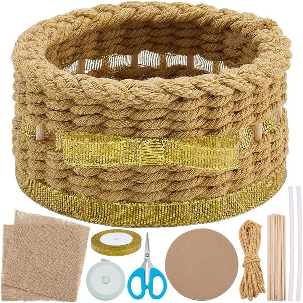 Macrame Woven Basket Kit DIY Macrame Kit for Beginners Basket Weaving Craft Supplies Baskets Weaving Project for Holiday
