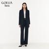 GOELIA Women's Spring Machine Washable Wool Collarless Blazer