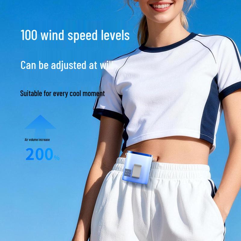 2026 Portable Rechargeable Wearable Waist Fan - Silent, Long Battery Life, Clip-on, Neck Hanging Small Fan for Outdoors