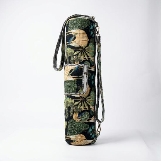 Yoga Mat Bag usalover925 Green Quilted Cotton Jungle Print Yoga 08