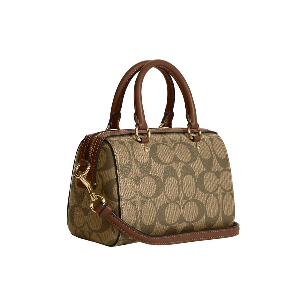 New COACH Rowan Artificial Leather Boston Bag Handbag Shoulder Bag Crossbody Bag Mini Women's Gold & Khaki C9947-IME74