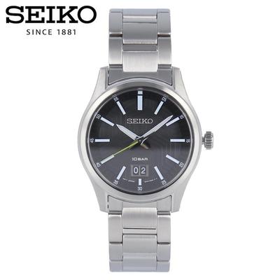 SEIKO SUR535P1 SUR535P Кварцевые Простые Спортивные С Датой Черно-Серебристые Нержавеющая Сталь Наручные Часы Для Мужчин