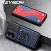 KEYSION Shockproof Armor Case for Xiaomi POCO X7 Pro Slide Camera Lens Protection Ring Stand Phone Back Cover for Redmi Turbo 4