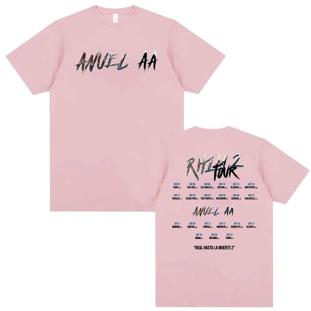 Anuel AA Rhlm 2 Real Hasta La Muerte Album Print T Shirts Mens Women Summer 90s Vintage Tshirt Pure Cotton Crewneck Tshirts