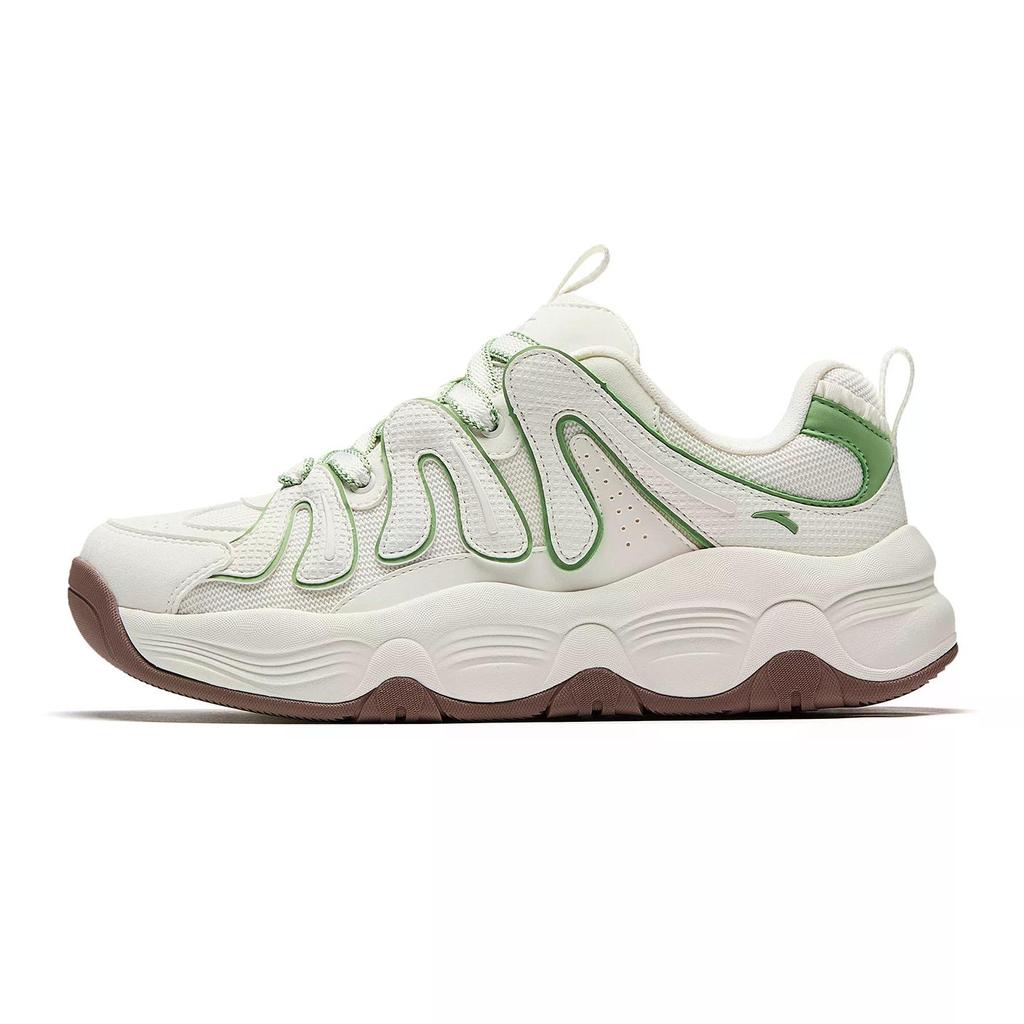 Anta Milkshake 2 Fashion Versatile Wear-Resistant Height-Increasing Low-Top Casual Shoes Women Sneaker White Green 122548881-2