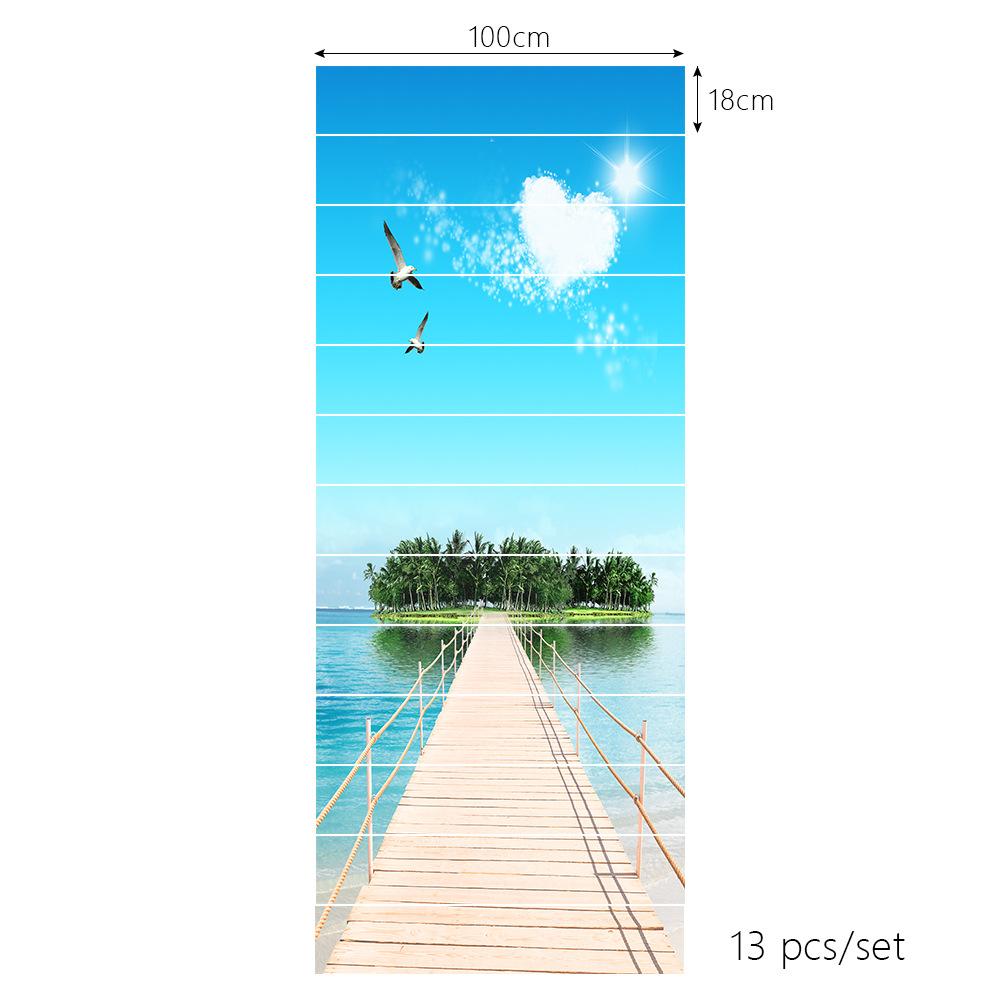 Горный водопад Лебедь Пейзаж Наклейка на стену Комната Лестница Украшение Шаг Напольный художественный постер Самоклеящийся водонепроницаемый настенный постер