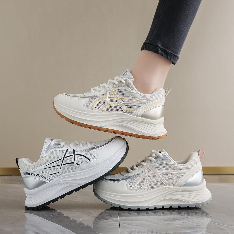 Летние кроссовки на толстой подошве 2025, универсальные, сетчатые, в стиле «папиных кроссовок», женские, легкие, дышащие и тонкие, спортивные, модные, повседневные женские туфли