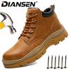 Safety Shoes Steel Toe Sneakers for Men High Top Indestructible Shoes Slip Resistant Hiking Boots Adjustable Anti-Puncture Men