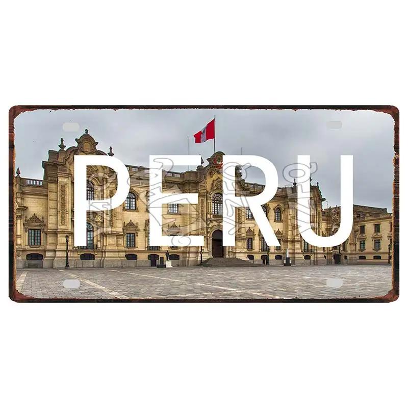 Lima Cusco Vintage Travel Metal Signs Licence Plate Poster Decorative For Club Wall Art Home Decor 30X15CM DC-1033A