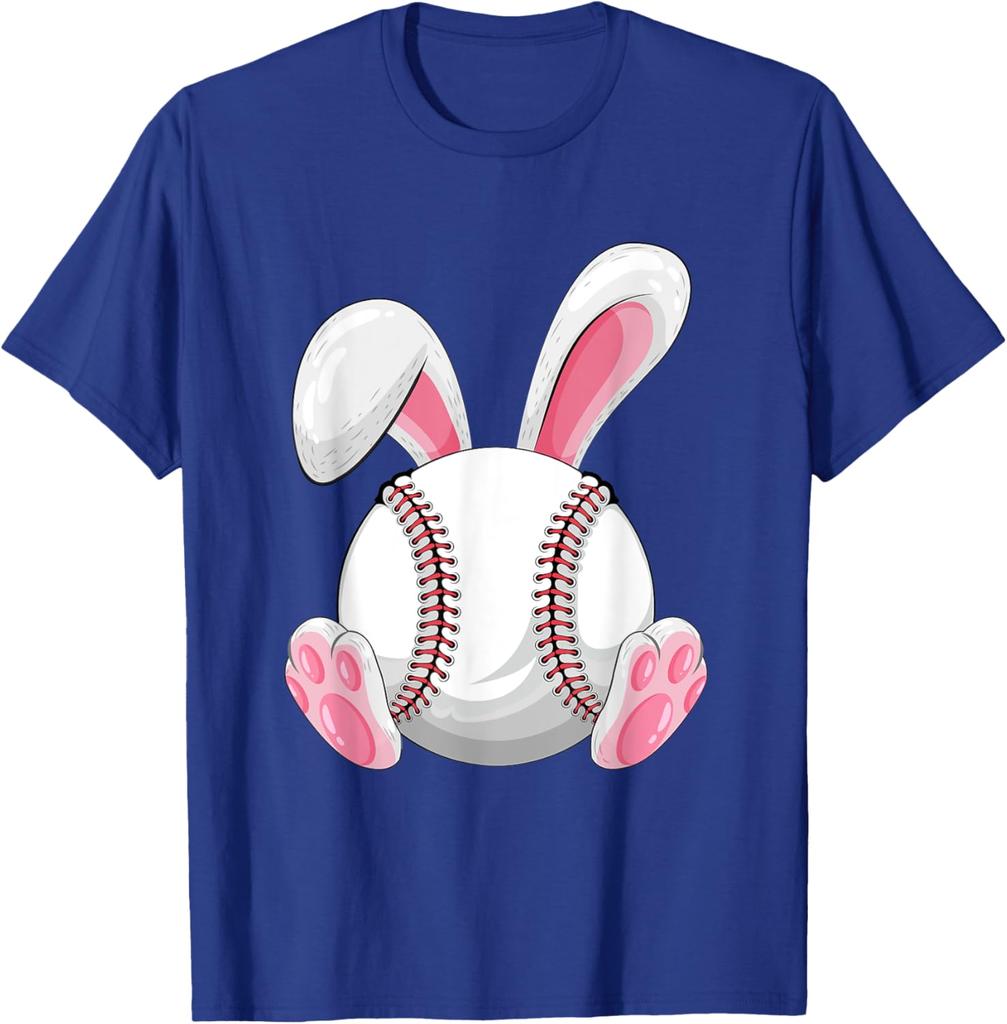 Бейсбольный кролик Пасхальная графическая футболка Смешная весенняя спортивная хлопковая футболка для мужчин