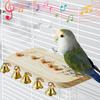 Bird Perches for Cage Wood Parrot Perch Swing Stand Chew Toys Pet Supplies with Bells for Cockatiel Lovebird Small Animals