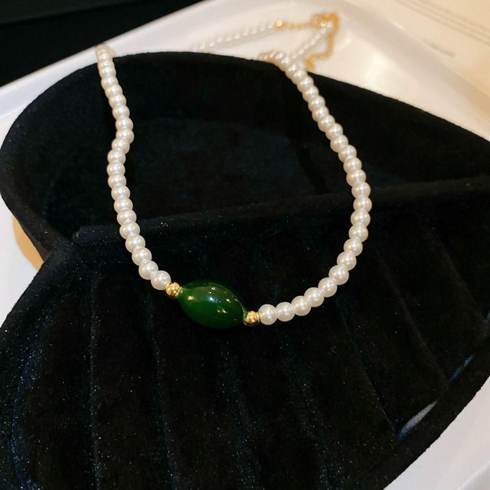 Модное жемчужное ожерелье с бусинами, простое ожерелье с подвеской, геометрическое колье-чокер для женщин