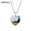 Элегантное ювелирное ожерелье в форме сердца с уникальным кулоном из драгоценного камня, вдохновленным Ван Гогом
