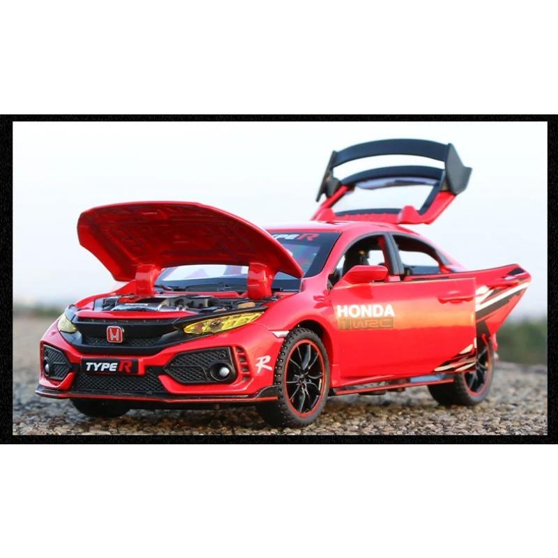 1/32 HONDA CIVIC TYPE-R Alloy Car Model Diecasts & Toy Vehicles Metal Sports Car Model Sound and Light Collection Childrens Gift