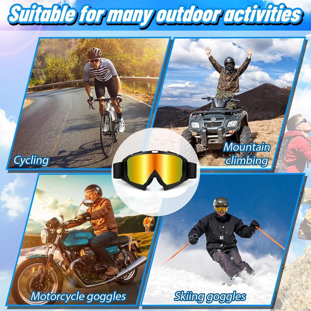 Tallew 4 Pack Dirt Bike Riding Goggle Motorcycle Goggle with off Road ATV UTV Anti Scratch for Men Women(Simple Color)