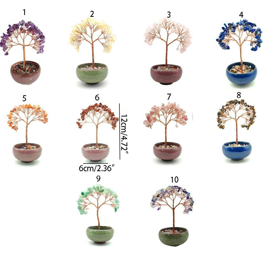 Медная проволока натуральное хрустальное дерево с чашкой основание каменное украшение дерево здоровье удача дерево фигурка Главная