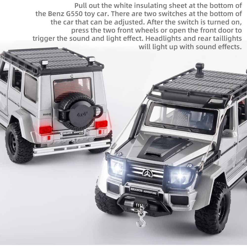 1/24 масштаб Benz G550, литая под давлением модель автомобиля, игрушечный автомобиль с откатным механизмом, звуком и светом для детей, коллекция подарков для мальчиков и девочек