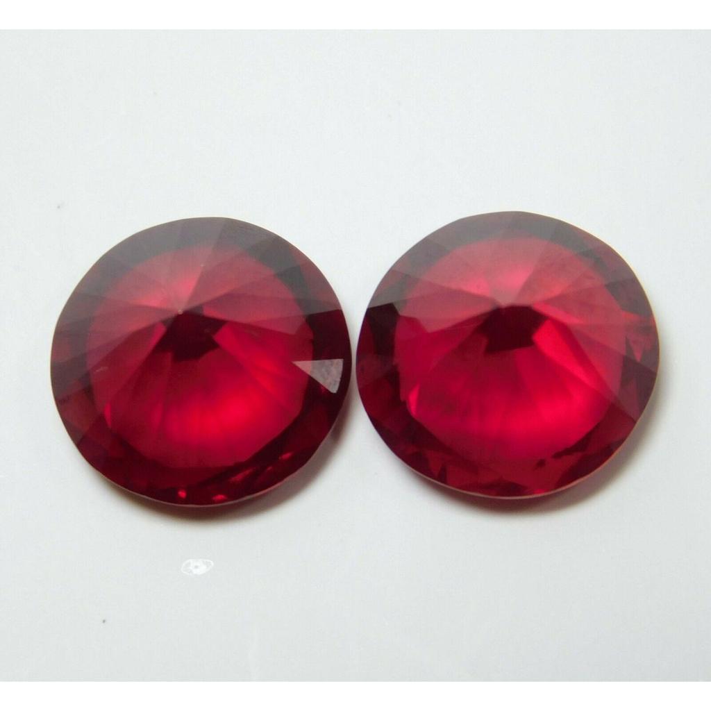 Round Diamond Cut Gemstone Pair 10 Ct Natural Red Ruby CERTIFIED Loose Gemstone MQ-8474 00J