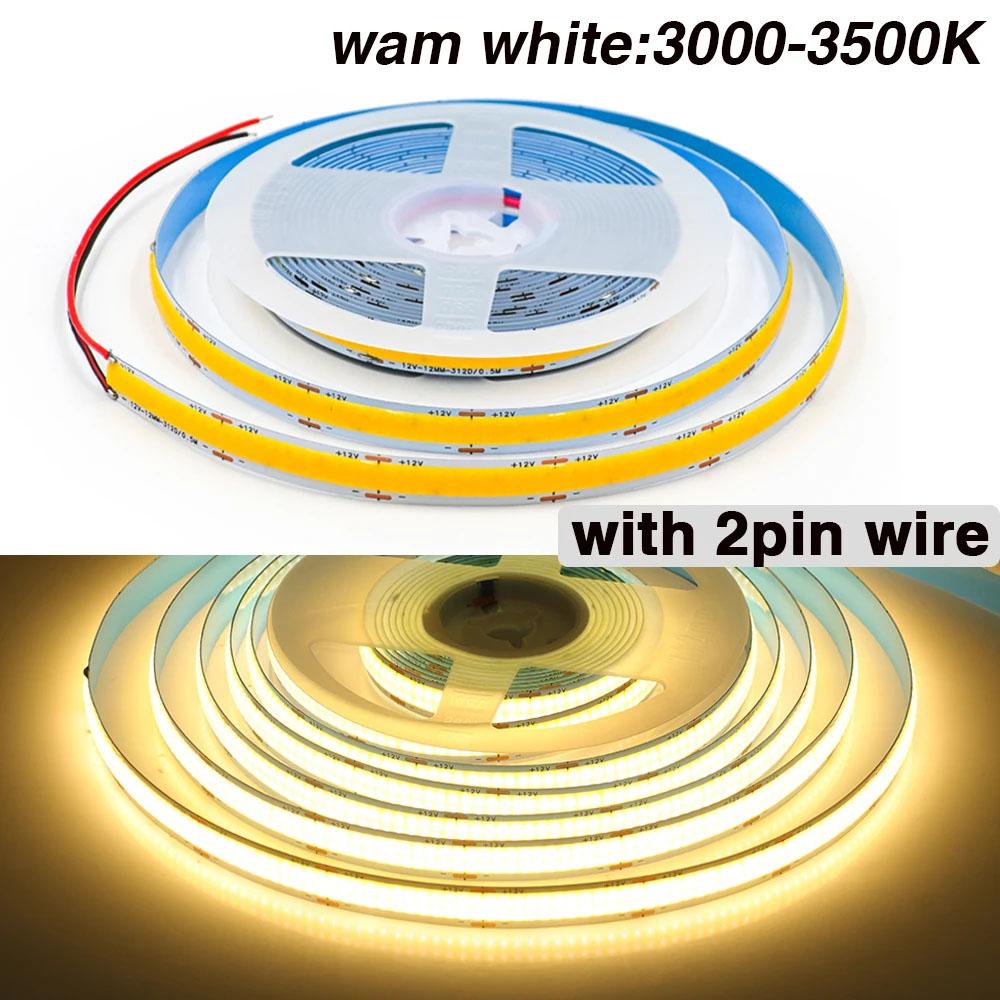 600Leds/M Double Row COB Strip DC 24V High Brighter RA90 Warm/Natural White 3000K 4000K 6000K Flexible Ribbon Rope LED Light