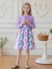 Девочки 2-piece Набор Платьев 4-7 лет Цветочный Принт Платье-комбинация с Болеро Детская Вечеринка Принцессы Свадебный Наряд для Подружки Невесты Детская Повседневная Одежда