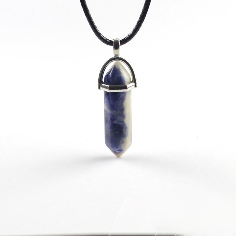 Красивое ожерелье из натурального кристалла с уникальным шестиугольным кулоном для исцеления