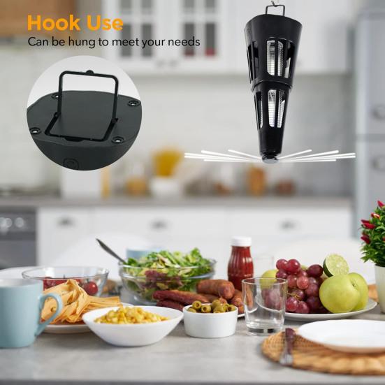 Вентилятор для отпугивания мух с голографическими лопастями, подсветкой, перезаряжаемый от USB, для использования в помещении