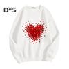Женская толстовка с капюшоном на День святого Валентина, женская толстовка с принтом в виде сердца, круглый вырез, длинный рукав, свободный пуловер, топы