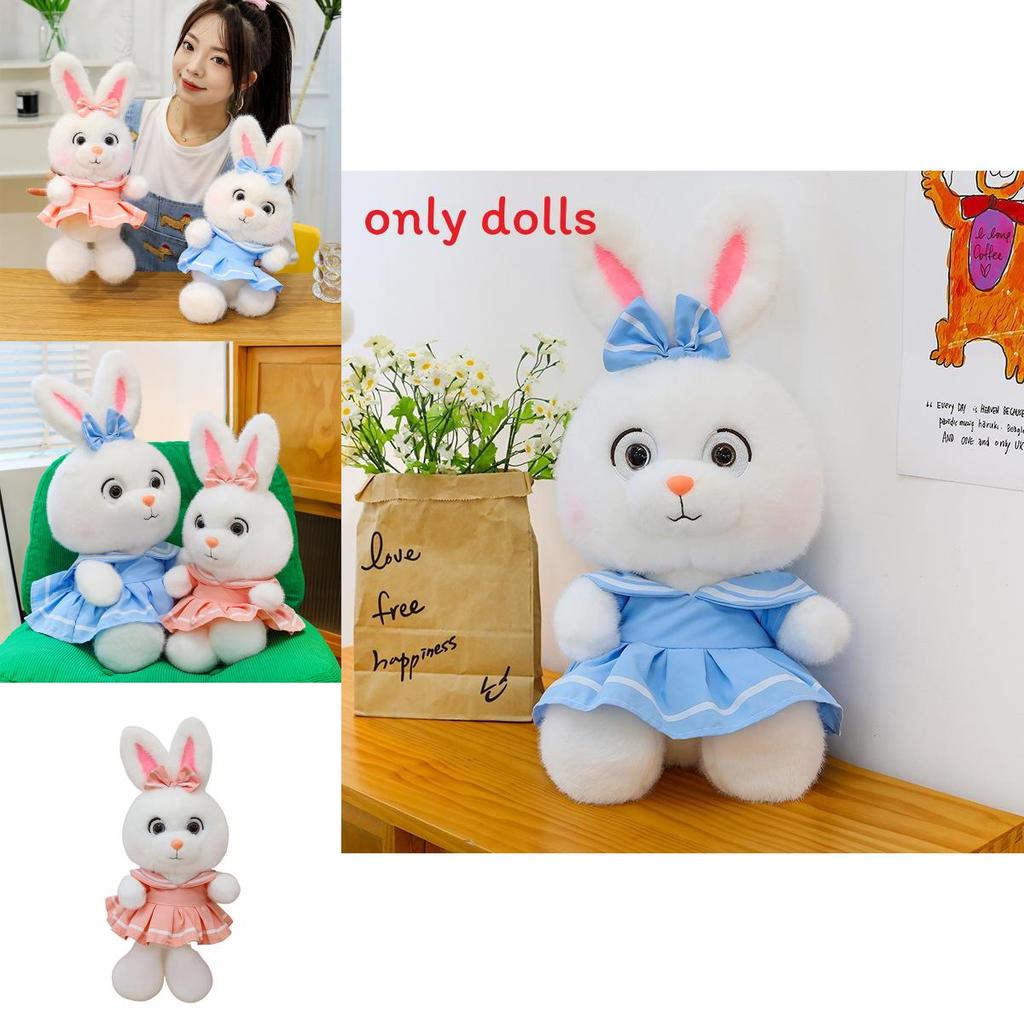 Cartoon Rabbit Plush Doll With Dress And Bow Decoration For Valentines Day Gift
