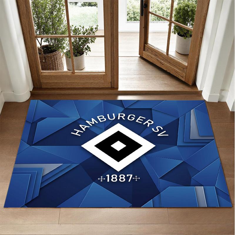Hamburger SV Football Design Crystal Velvet Rug Soft Decorative Mat for Bedroom Entrance