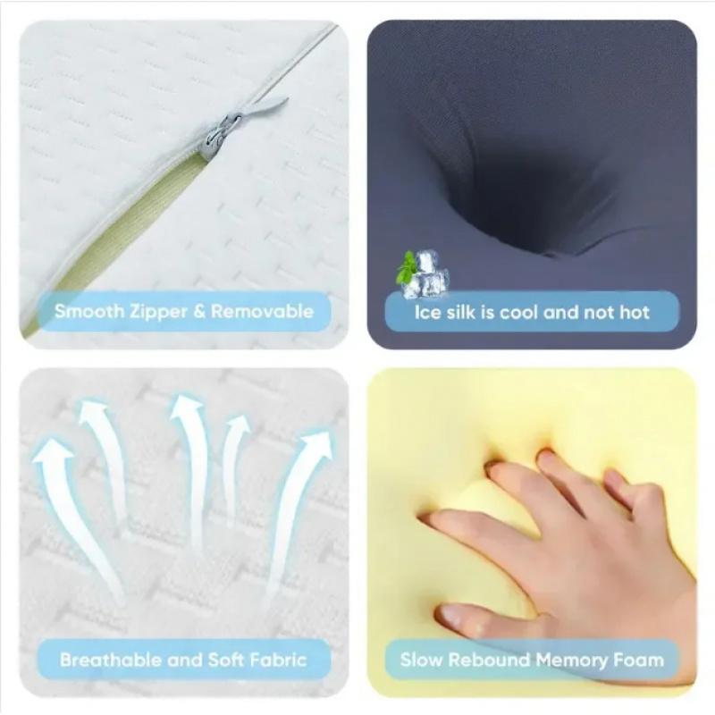 Summer Cooling Memory Foam Neck Pillow Cervical Support Neck Pain Relief Breathable Contour for Side Back Stomach Sleepers