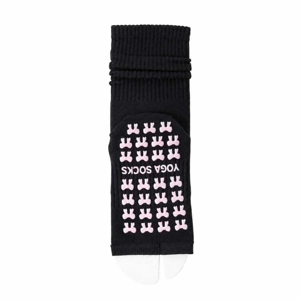 Cotton Two Toe Yoga Socks High-elastic Mid Tube Socks Pilates Socks for Women  for Fitness Exercise