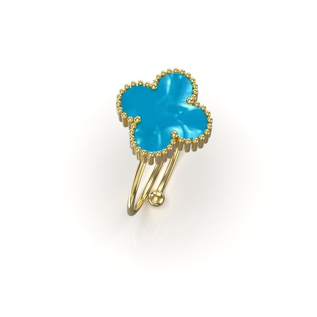 Petal Four-leaf Clover Titanium Steel Mother-of-pearl Ring Female Adjustable Finger Ring Niche Small Fresh Small Design Index Finger Ring