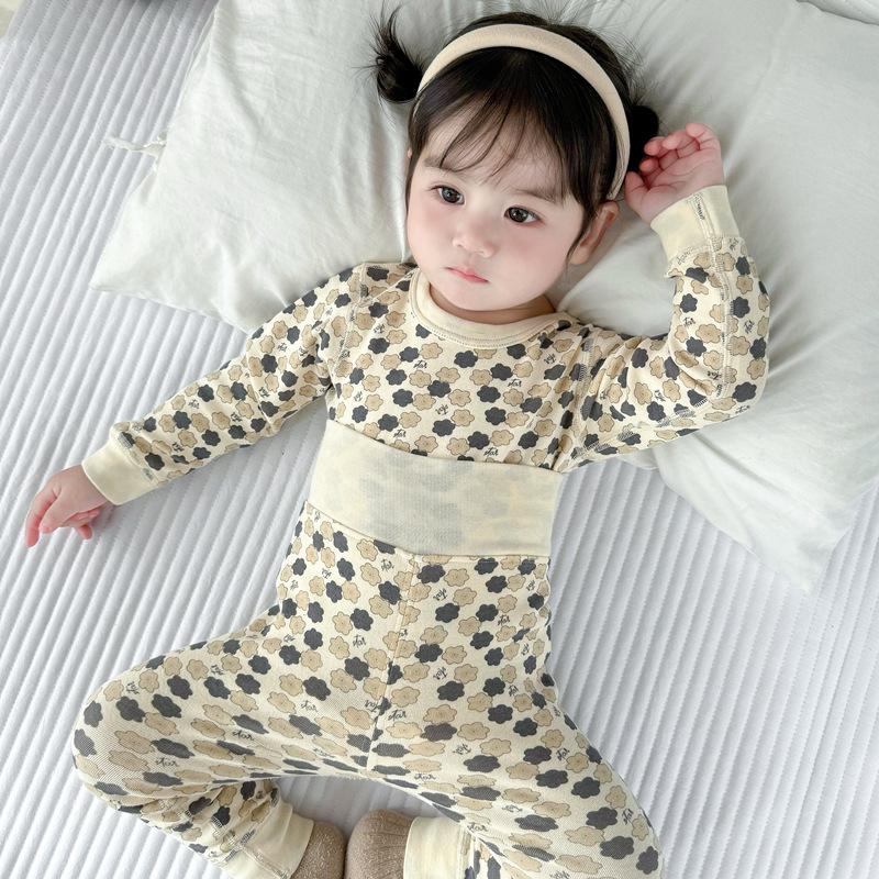 25 Стилей Детский Хлопковый Комплект Нижнего Белья с Завышенной Талией для Мальчиков и Девочек - Защита Животика, Бесшовный, Теплая Осенне-Зимняя Домашняя Одежда