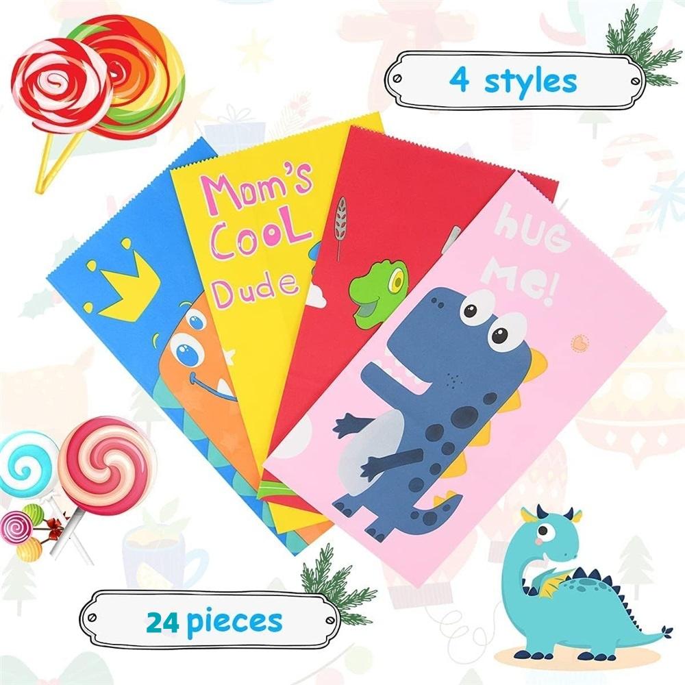 Подарочные пакеты, 24 упаковки бумажных пакетов с динозаврами, бумажные пакеты для вечеринок с милыми наклейками для детских вечеринок, праздников, дня рождения ребенка